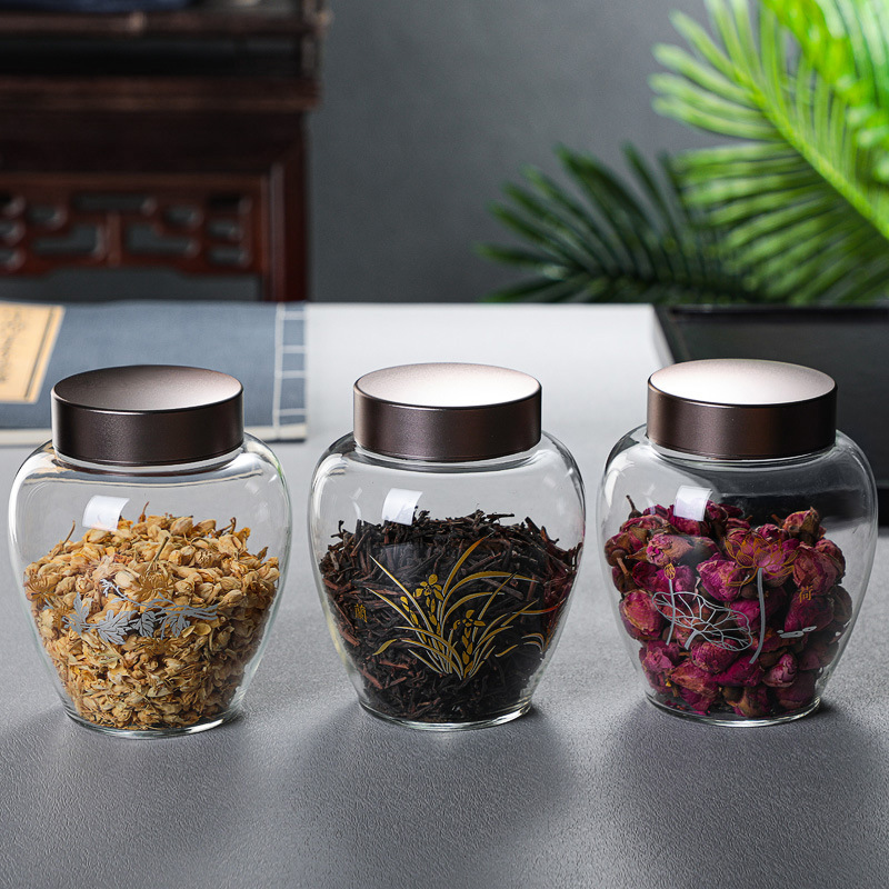 600ml large capacity glass high borosilicate storage tank sealed spice jar food storage jar with metal lid