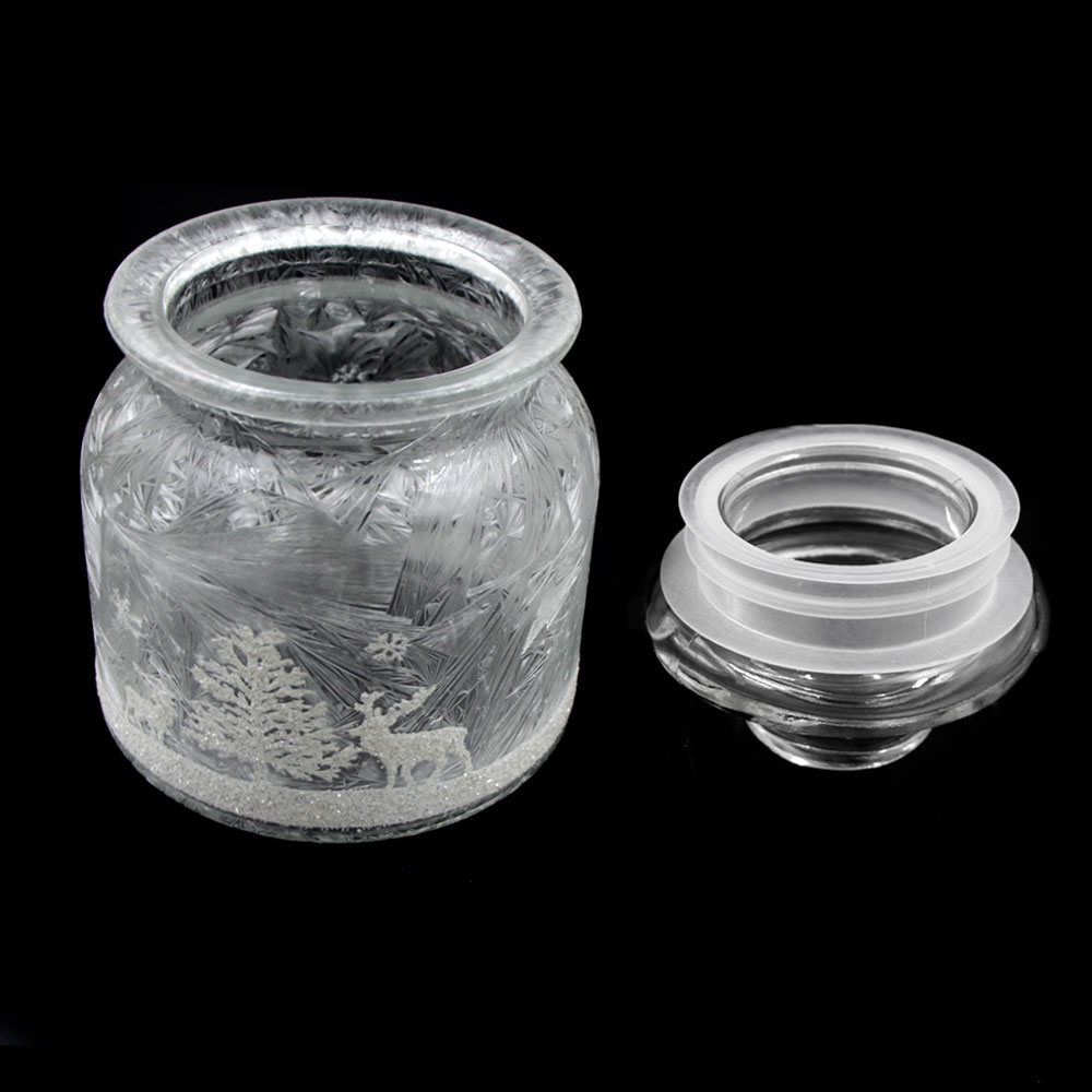 600ml spray snow pattern christmas kitchen glass jars for coffee sugar tea storage