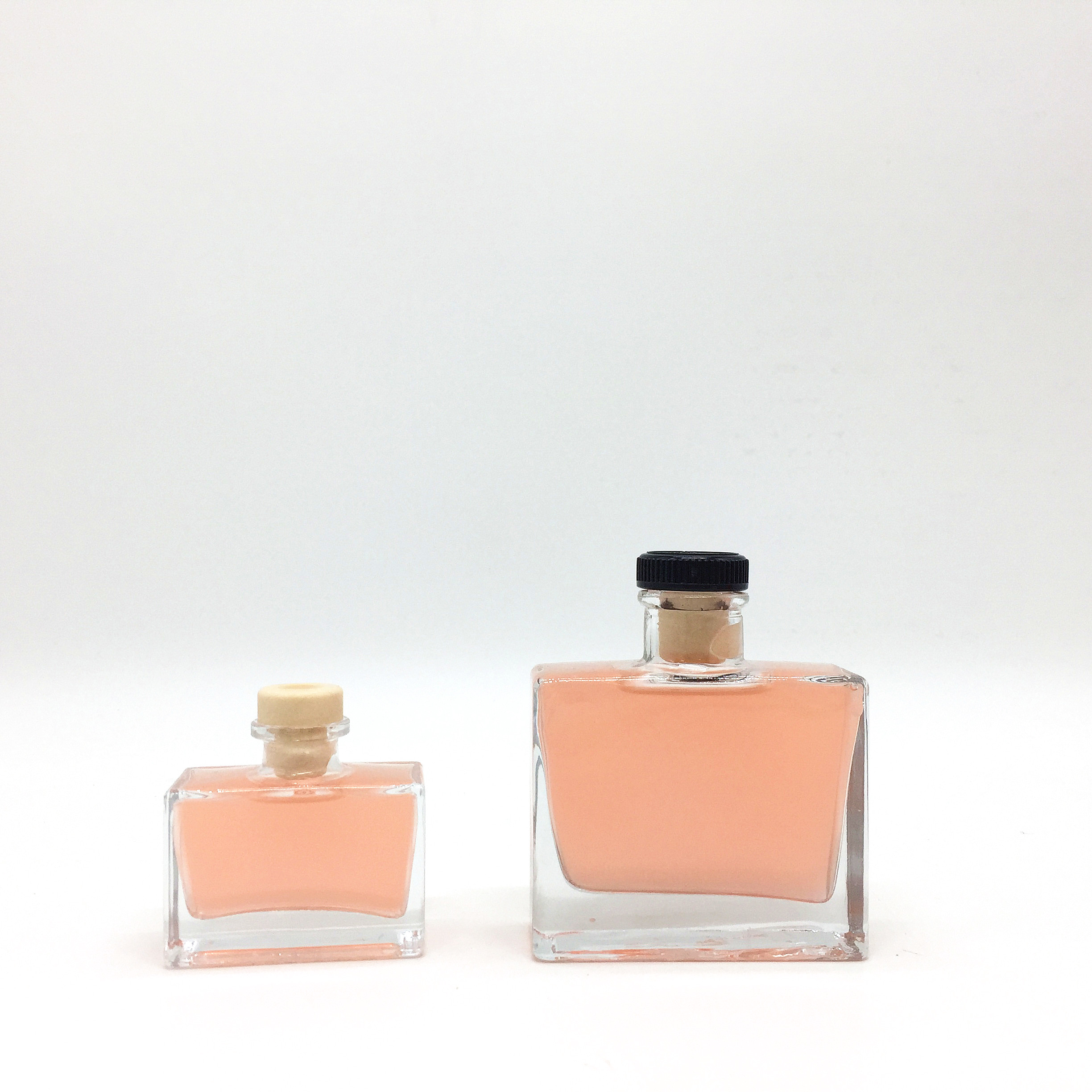 60ML 100ML 150ML 200ML Reed Diffuser Glass Bottle Square Aroma Therapy Bottle With Cork