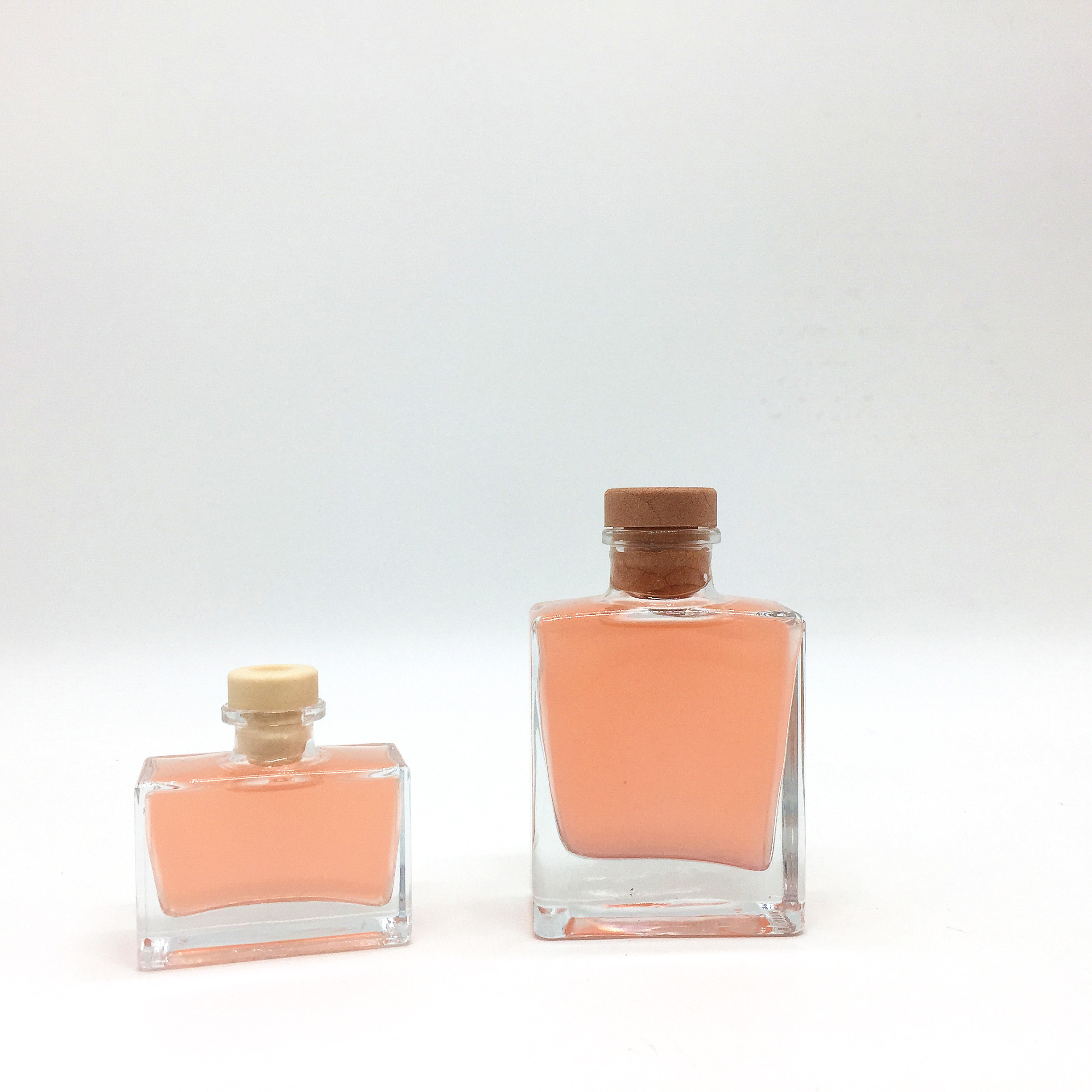 60ML 100ML 150ML 200ML Reed Diffuser Glass Bottle Square Aroma Therapy Bottle With Cork