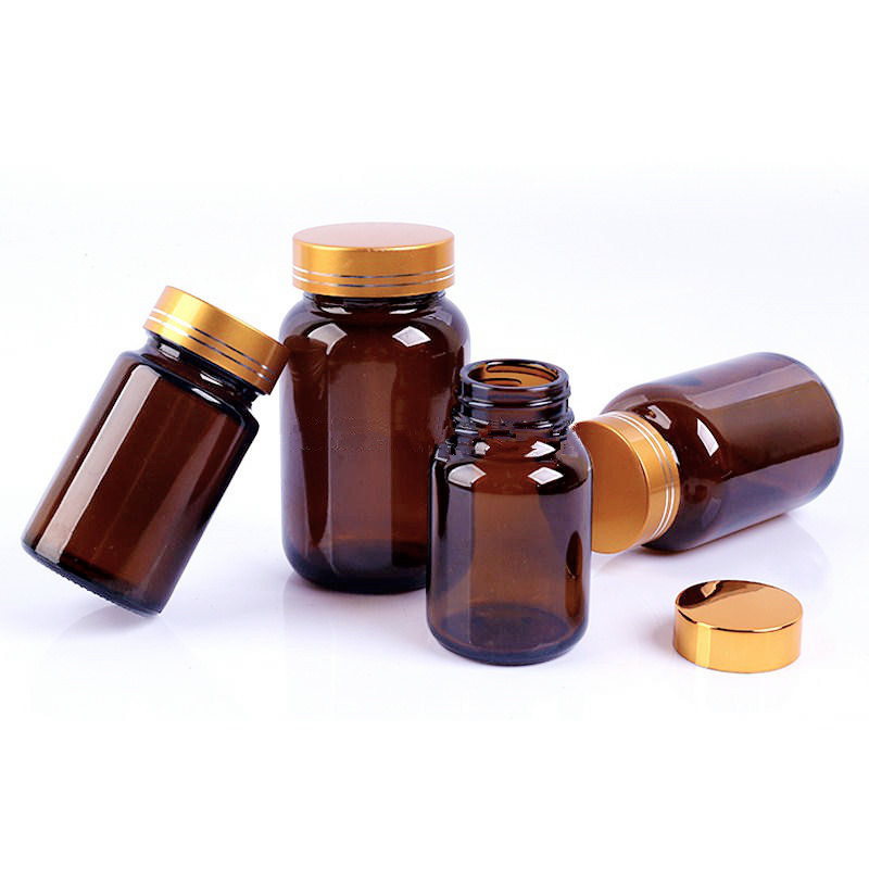 60Ml 75Ml 100Ml 100G 120Ml 150Ml 200Ml 8 Oz 250Ml 300Ml 400Ml 500Ml Cosmetic Brown Amber Cream Glass Jar Aluminium Cap