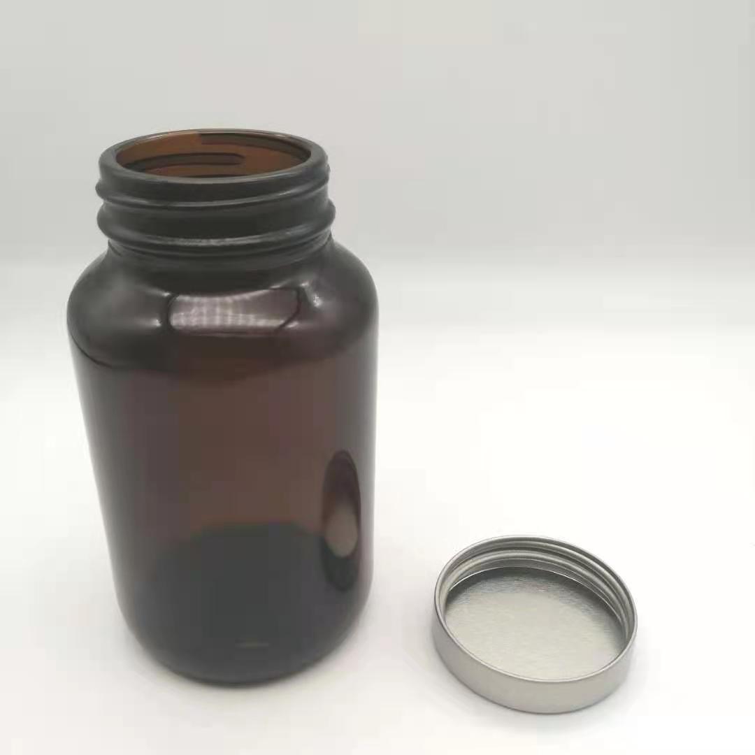 60cc 150cc amber Glass capsules Pill Bottle With Metal Tin Screw Cap