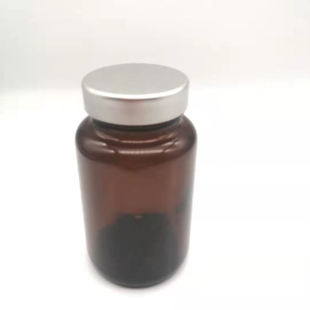 60cc 150cc amber Glass capsules Pill Bottle With Metal Tin Screw Cap