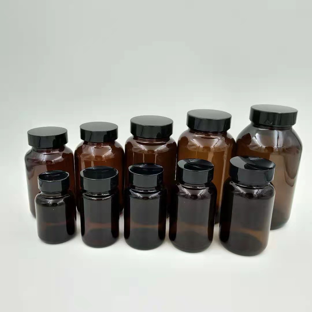 60cc 75cc 100cc 120cc 150cc 200cc 250cc Wide Mouth Pharmaceutical Amber Glass Packer With Screw Cap For Tablets