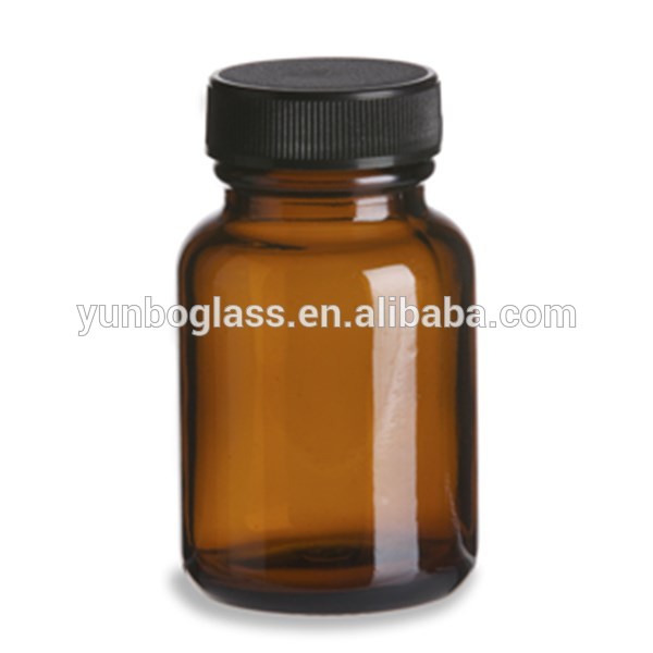 60cc amber cobalt blue glass pill packer bottle with neck finish