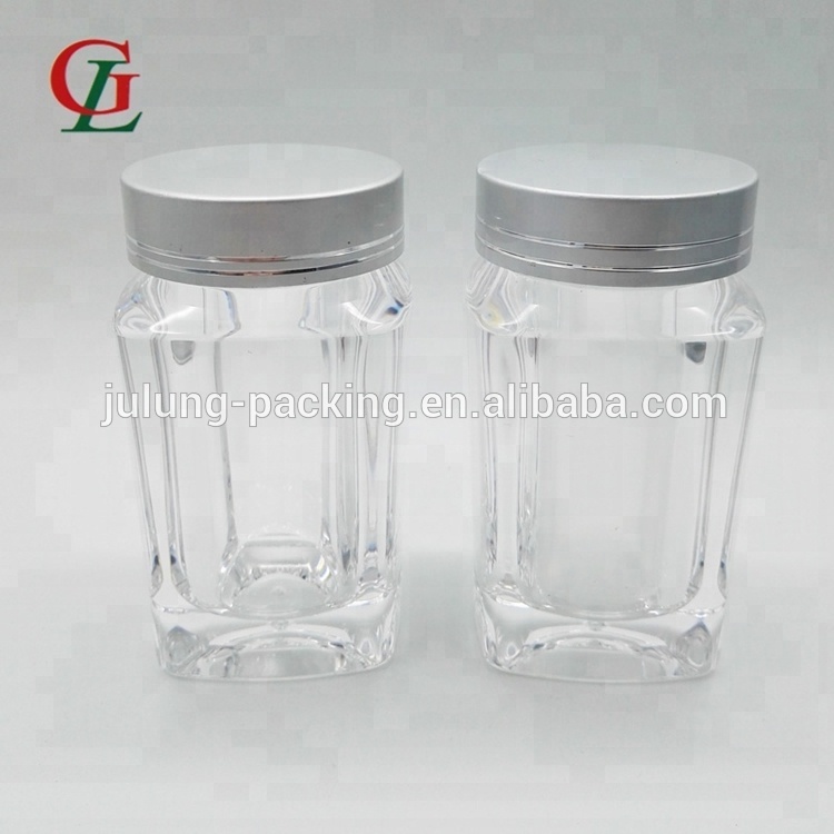 60cc square acrylic plastic capsules bottle healthy care product double wall bottle capsule bottle with child resistance packing