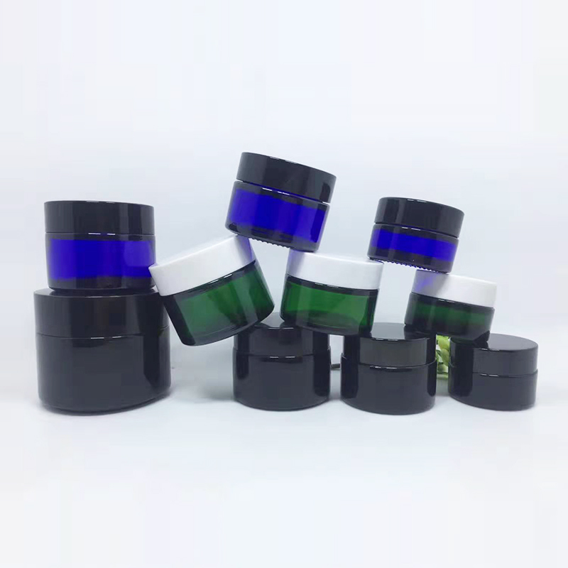 60g 100g 200g Empty Black Childproof Black Violet UV Glass Jar With Dome Lid