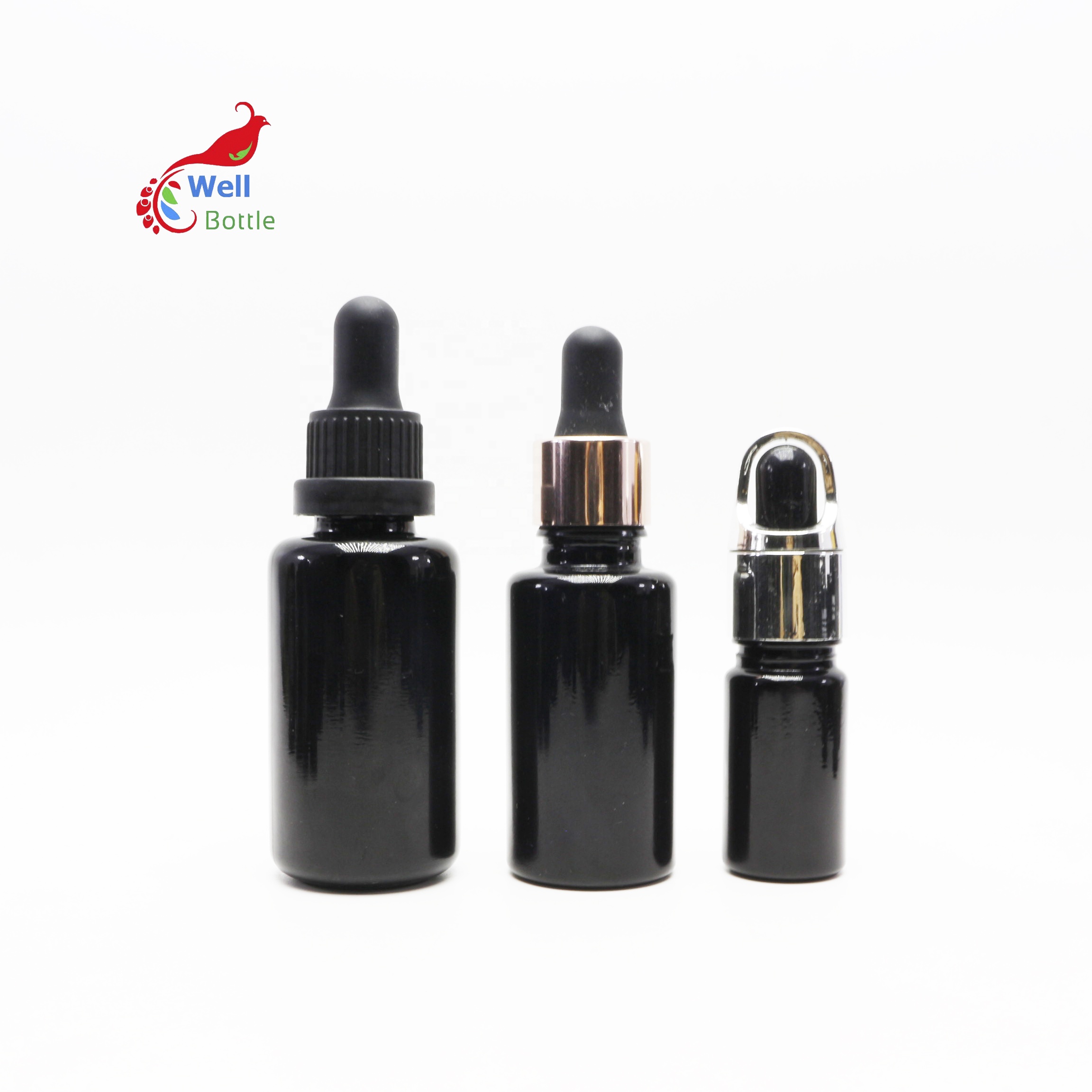 60g 60ml 2oz high quality uv black dark violet glass spray oil cosmetic bottle with dropper for serum VB-27B
