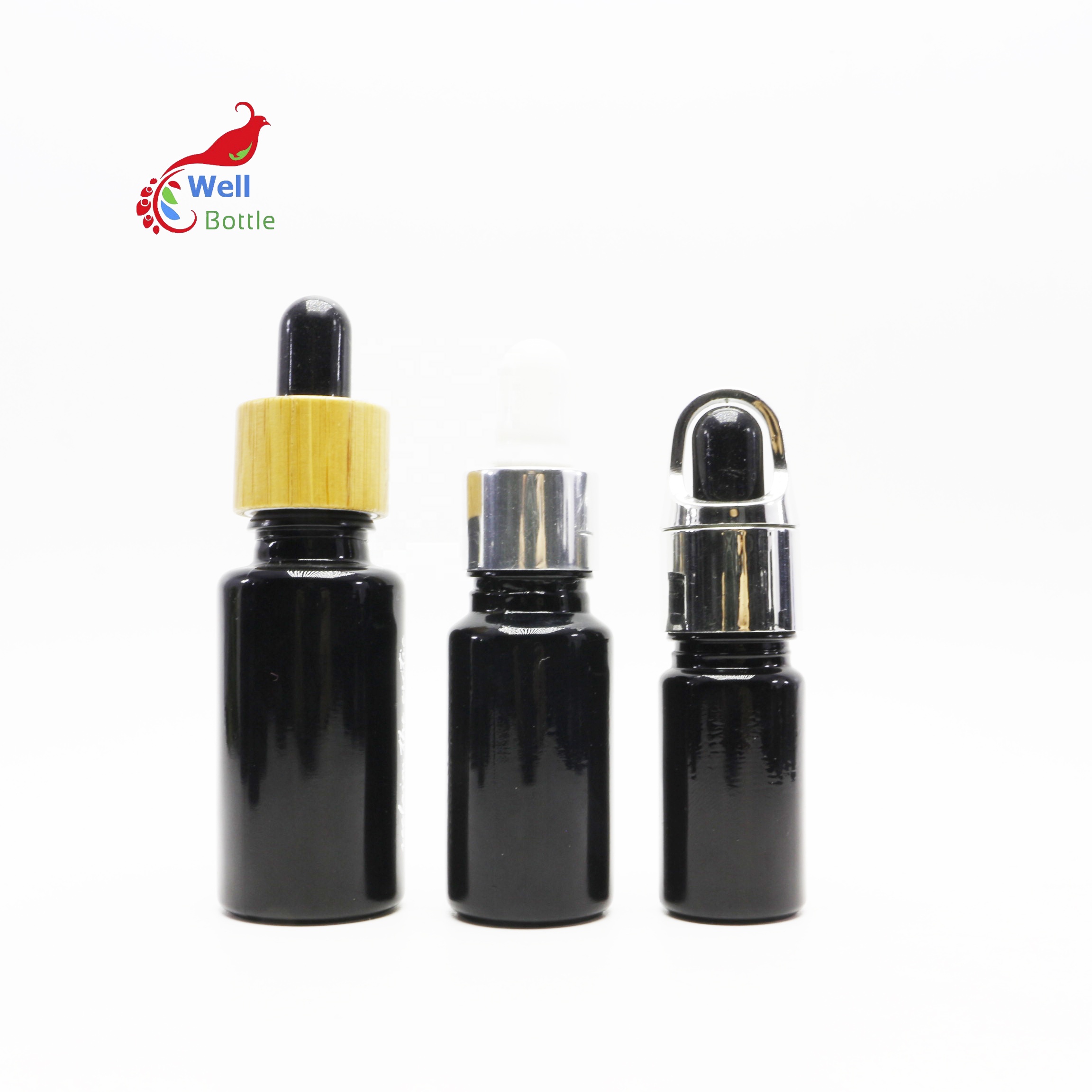 60g 60ml 2oz high quality uv black dark violet glass spray oil cosmetic bottle with dropper for serum VB-27B