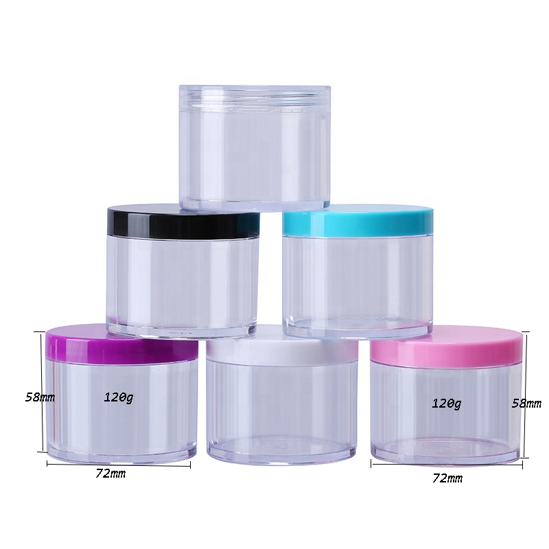60g PS plastic clear cosmetic jar empty refillable glitter pot container for nail glitter powder