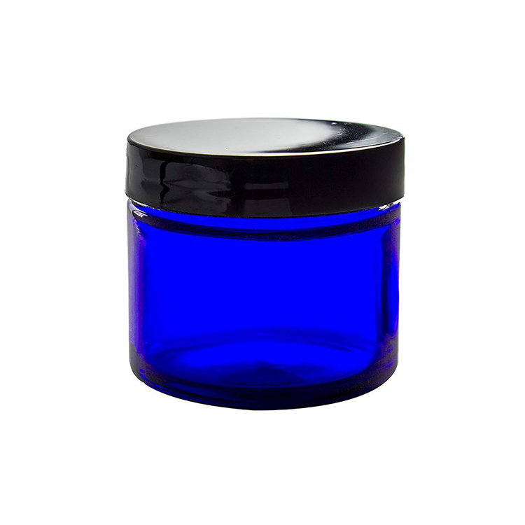 60g Wholesale Blue Cosmetic Cream Packaging Glass Jar with Lid Luxury