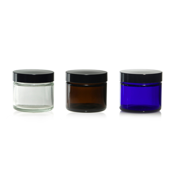 60g Wholesale Blue Cosmetic Cream Packaging Glass Jar with Lid Luxury