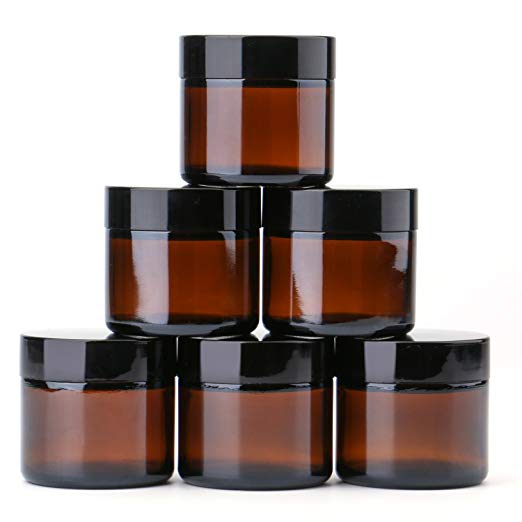 60g amber glass jar with black lid thick glass container for face cream jar