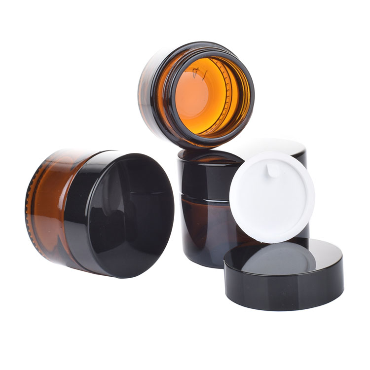 60g black lid amber glass body jars 2oz body cream jar hair care product jars