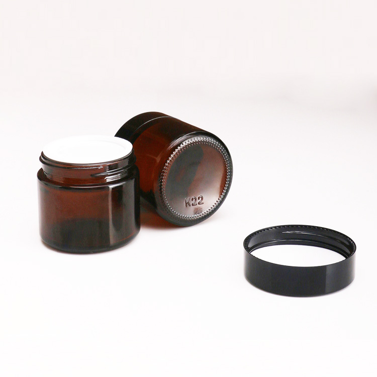 60g black lid amber glass body jars 2oz body cream jar hair care product jars