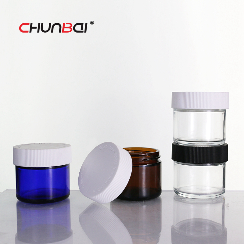 60g clear cbd cream glass jar with childproof cap