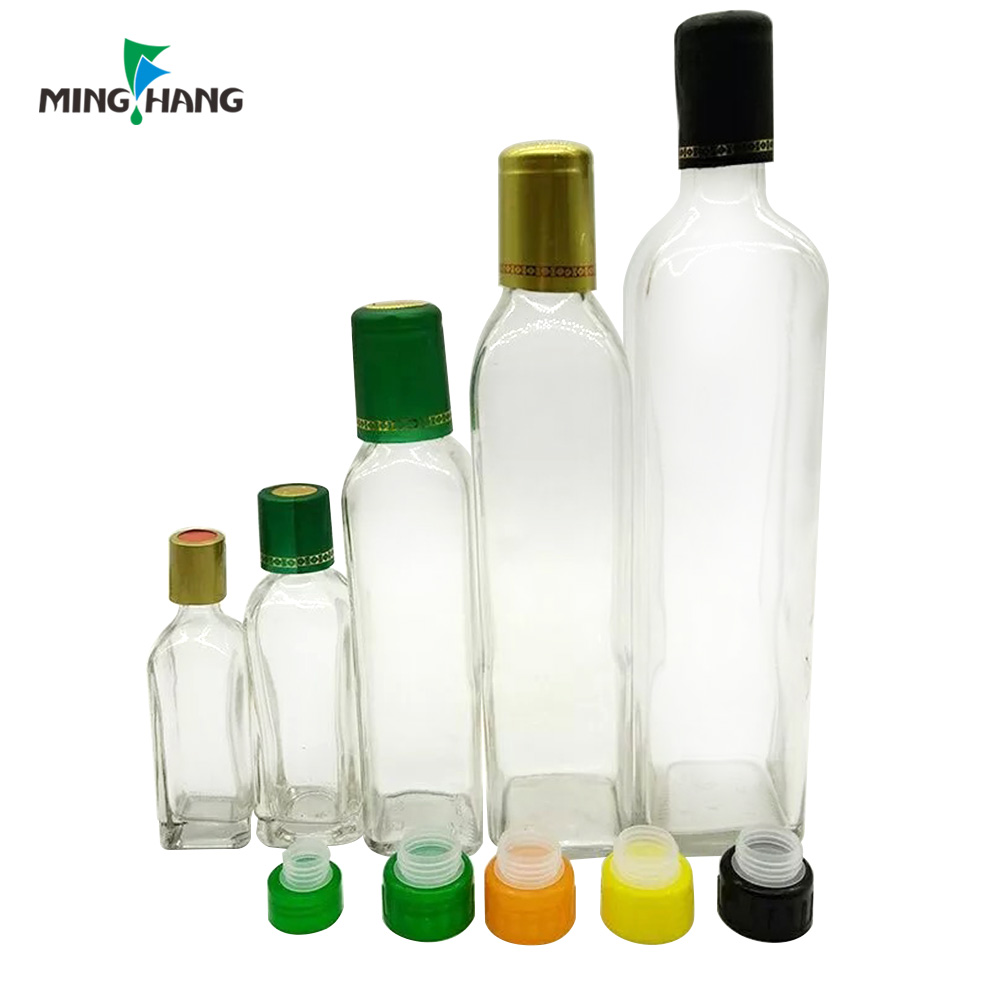 60ml 100ml 250ml 500ml 750ml Recycled Square Clear Marasca Glass Olive Oil Bottles for sale