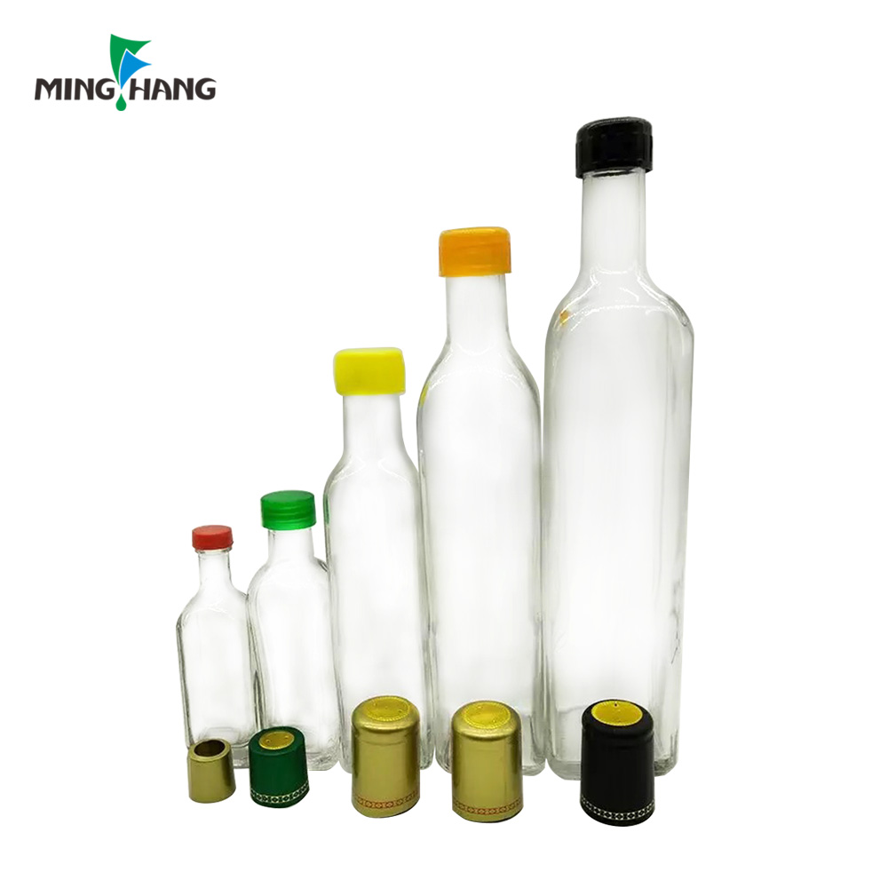 60ml 100ml 250ml 500ml 750ml Recycled Square Clear Marasca Glass Olive Oil Bottles for sale