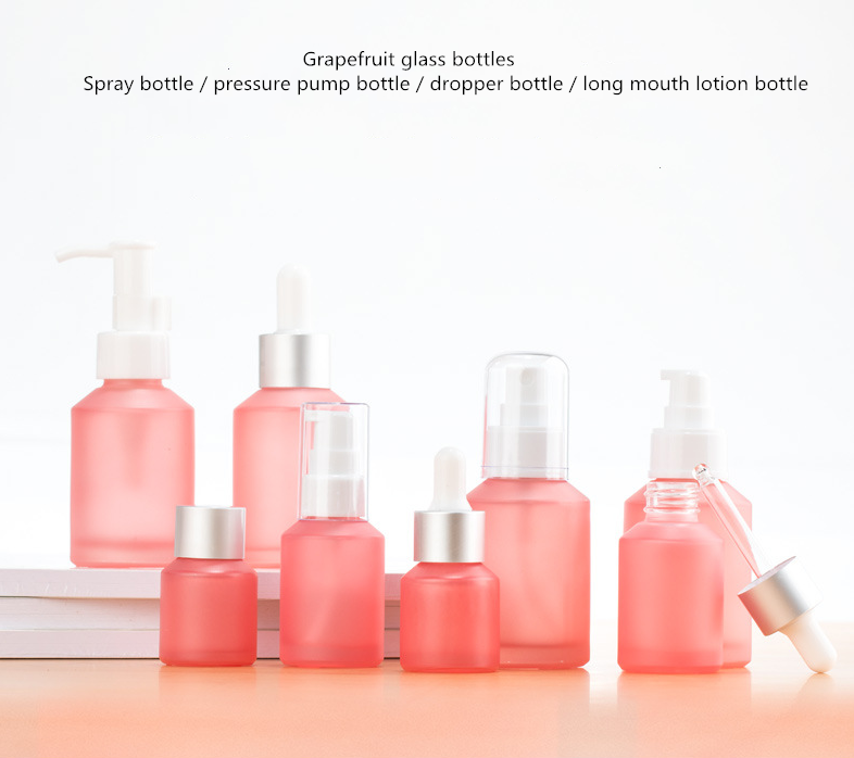60ml 100ml Travel Empty Pink Shampoo Handwash Glass Pump Bottle for Skincare