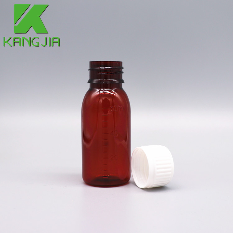 60ml & 100ml superior plastic medical bottle syrup liquid pharma amber bottle