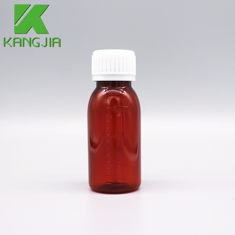 60ml & 100ml superior plastic medical bottle syrup liquid pharma amber bottle