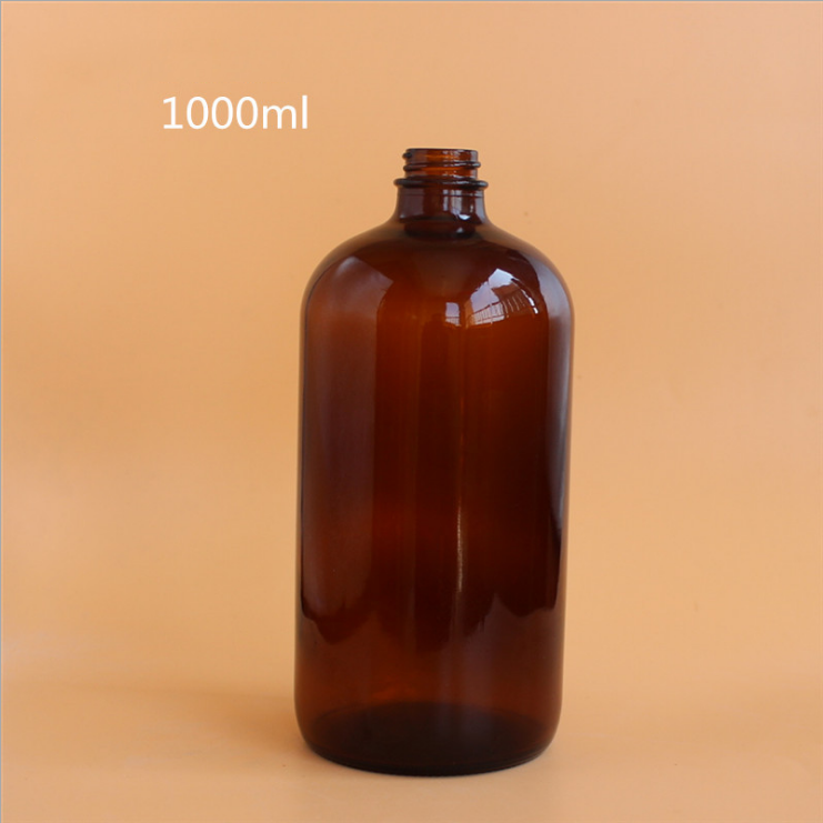 60ml 120ml 250ml 500ml 1000ml body oil packing amber glass boston bottle with lotion press pump