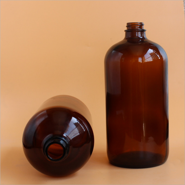 60ml 120ml 250ml 500ml 1000ml body oil packing amber glass boston bottle with lotion press pump