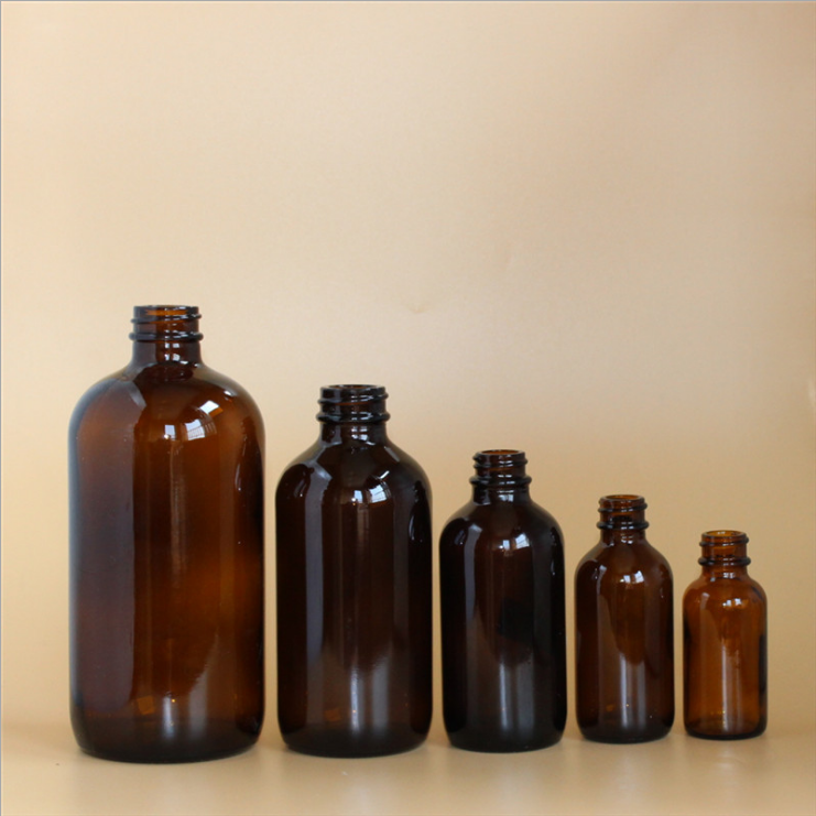 60ml 120ml 250ml 500ml 1000ml body oil packing amber glass boston bottle with lotion press pump