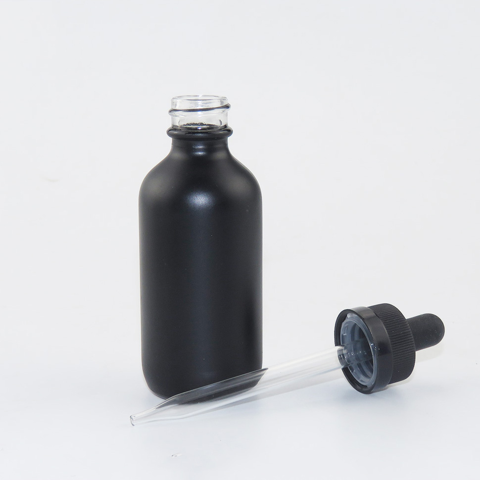 60ml 120ml matte black glass bottle 2oz 4oz black glass boston round bottles
