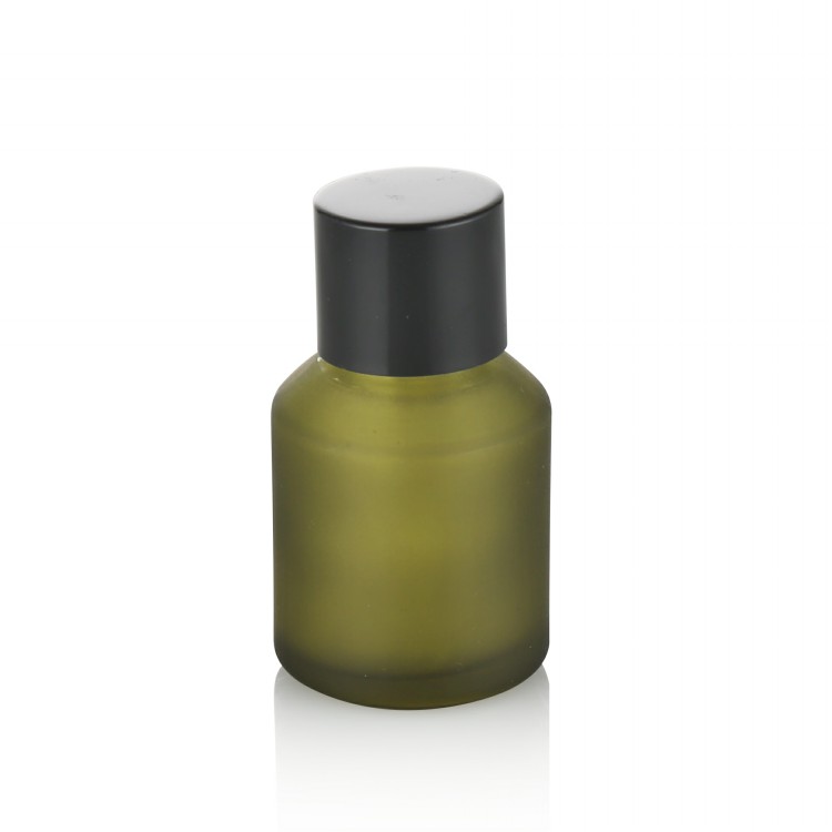 60ml 125lml 200ml 250ml frosted olive green slanted shoulder cosmetic packaging body oil lotion bottles with black cap