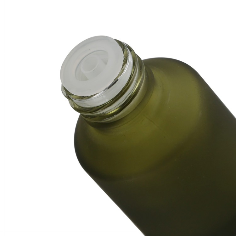 60ml 125lml 200ml 250ml frosted olive green slanted shoulder cosmetic packaging body oil lotion bottles with black cap