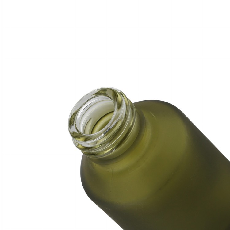 60ml 125lml 200ml 250ml frosted olive green slanted shoulder cosmetic packaging body oil lotion bottles with black cap