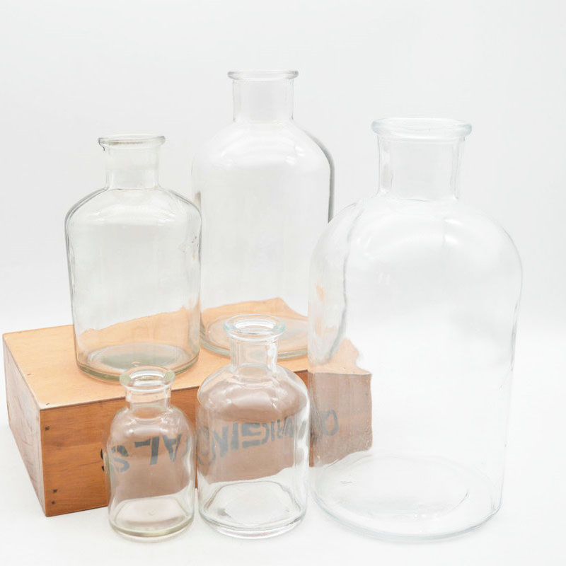 60ml 125ml 250ml 500ml 1000ml Clear assorted glass reagent apothecary bottles with glass dropper