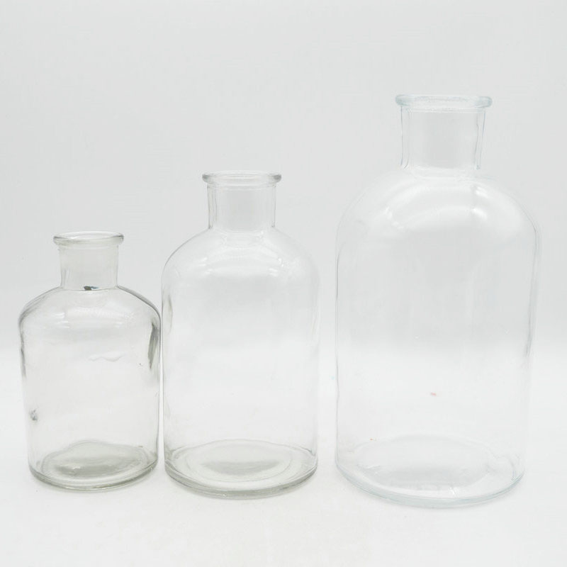 60ml 125ml 250ml 500ml 1000ml Clear assorted glass reagent apothecary bottles with glass dropper