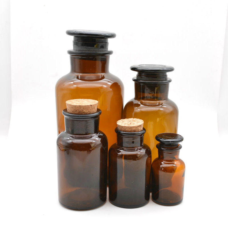 60ml 125ml 250ml 500ml 1000ml amber wide mouth glass laboratory reagent bottle wholesale chemical lab