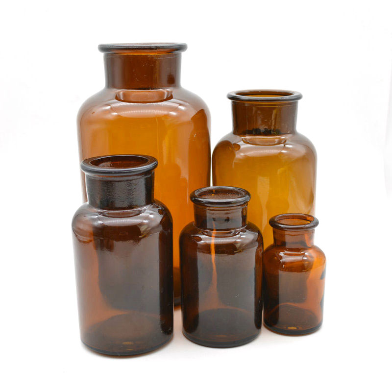 60ml 125ml 250ml 500ml 1000ml amber wide mouth glass laboratory reagent bottle wholesale chemical lab