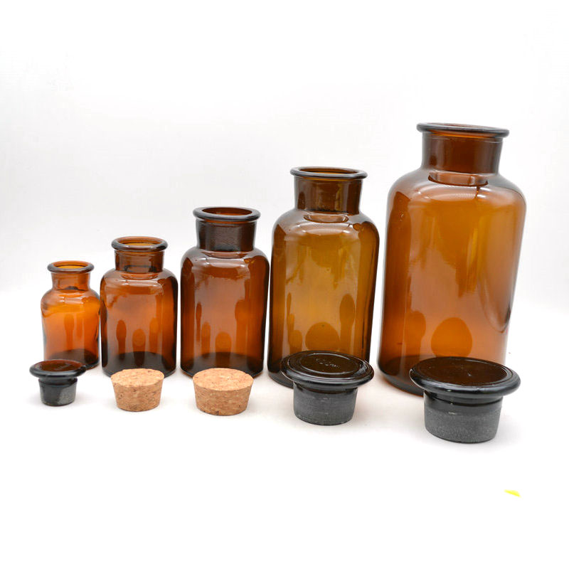 60ml 125ml 250ml 500ml 1000ml amber wide mouth glass laboratory reagent bottle wholesale chemical lab