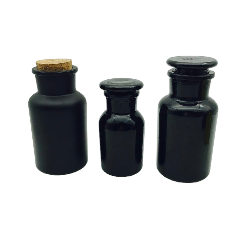60ml 125ml 250ml health pill package plating golden matte black apothecary glass jar with lid