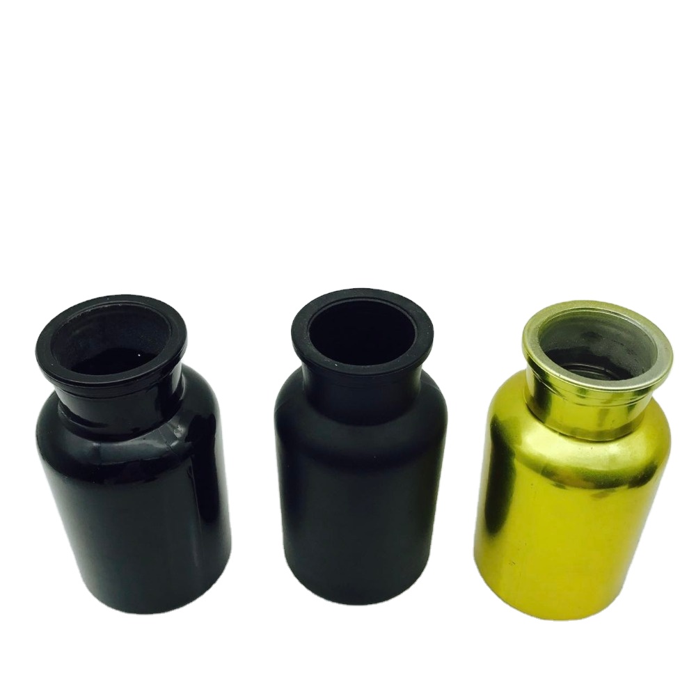 60ml 125ml 250ml health pill package plating golden matte black apothecary glass jar with lid