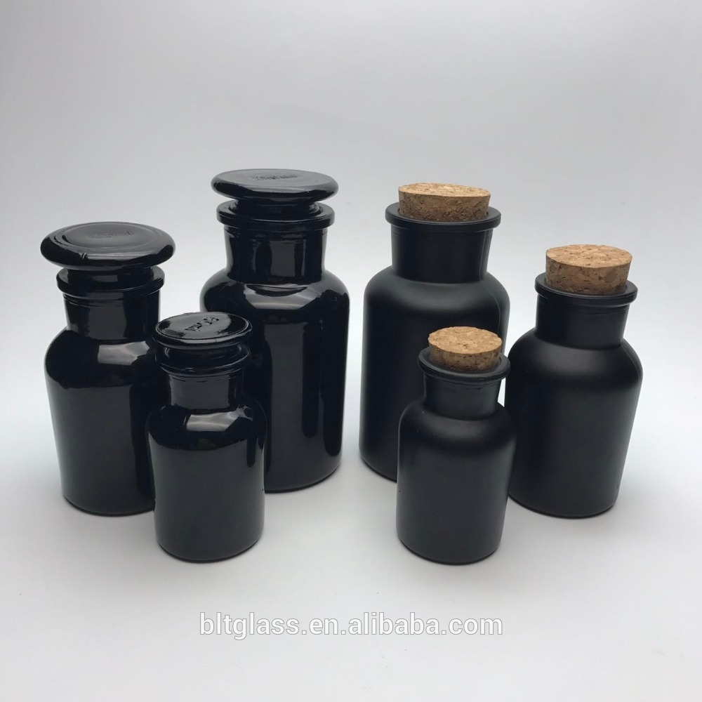 60ml 125ml 250ml health pill package plating golden matte black apothecary glass jar with lid