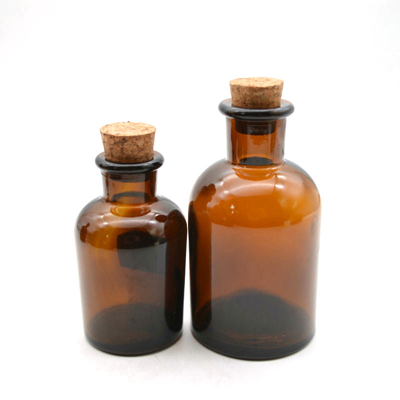 60ml 125ml Small Mouth Amber Apothecary Jar Glass Reagent Bottle for Aroma