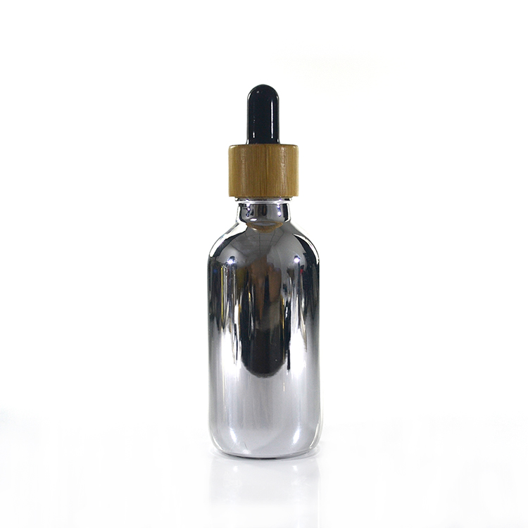 60ml 2 oz bamboo lid gold silver plating glass dropper bottle for serum