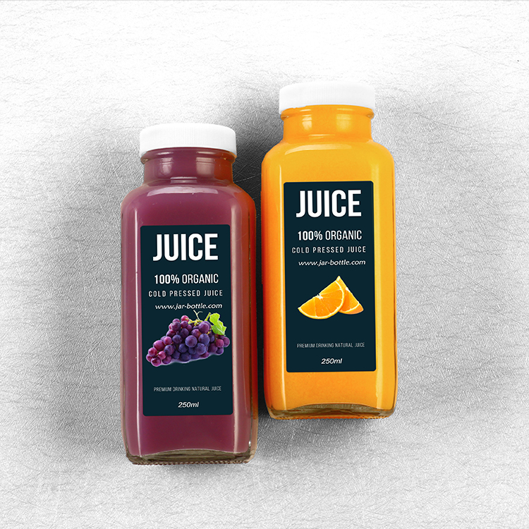 60ml 250ml 350ml 500ml 2oz 8oz 12oz 16oz French Square Glass Juice Milk Coffee Bottle With Screw Cap