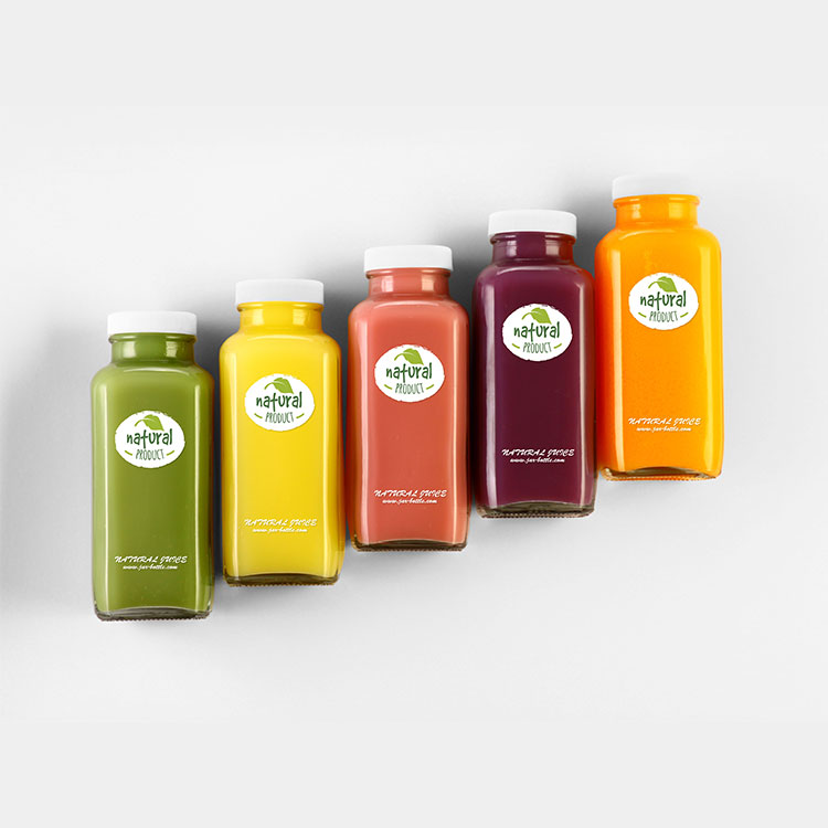 60ml 250ml 350ml 500ml 2oz 8oz 12oz 16oz French Square Glass Juice Milk Coffee Bottle With Screw Cap