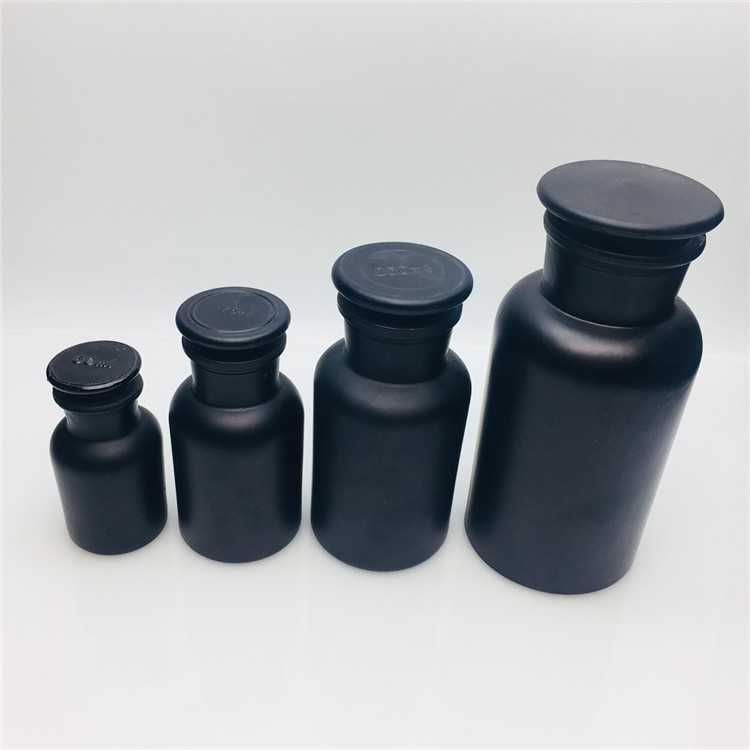 60ml 250ml 500ml1000ml amber black large capacity glass jar apothecary glass bottle chemical reagent bottle with glass lid