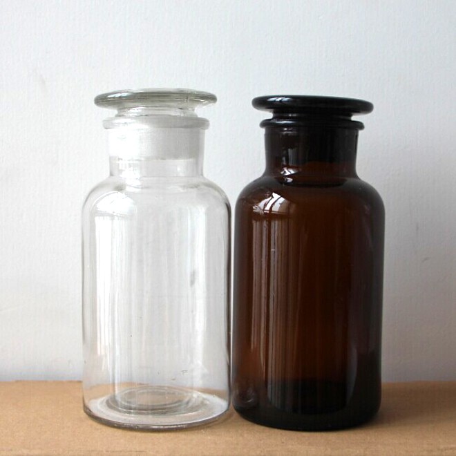 60ml 250ml 500ml1000ml amber black large capacity glass jar apothecary glass bottle chemical reagent bottle with glass lid