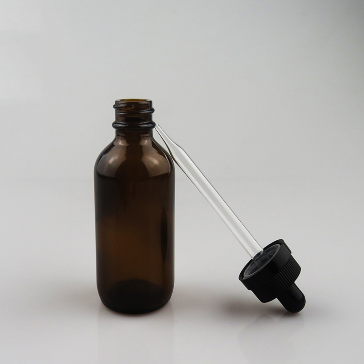 60ml 2oz boston round amber eliquid glass dropper bottle childproof cap
