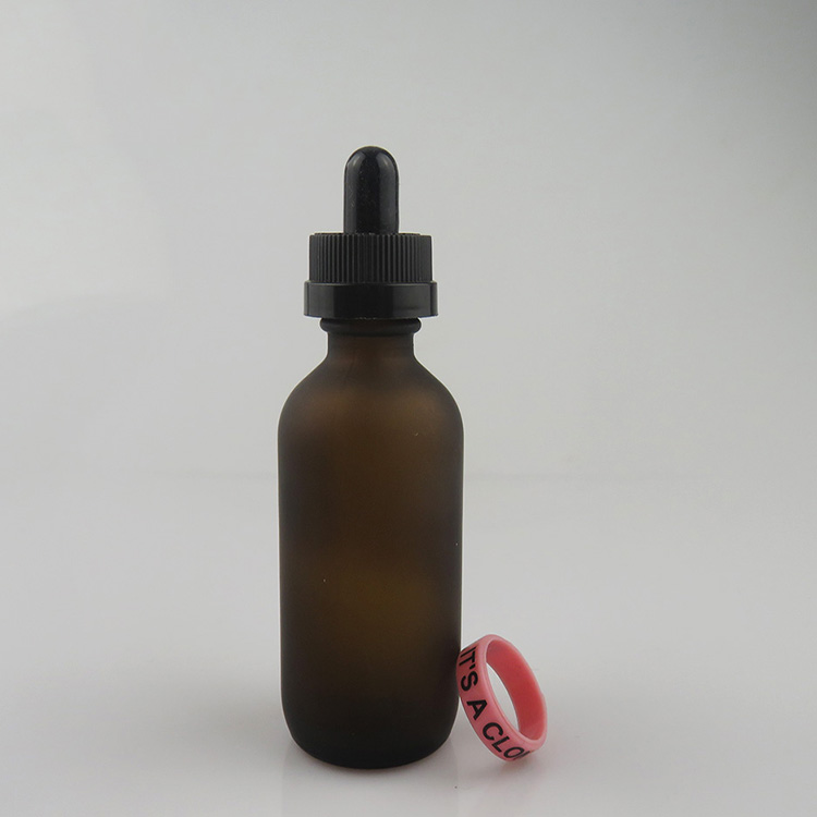 60ml 2oz boston round frosted amber glass dropper bottle childproof cap for ejuice essential oil