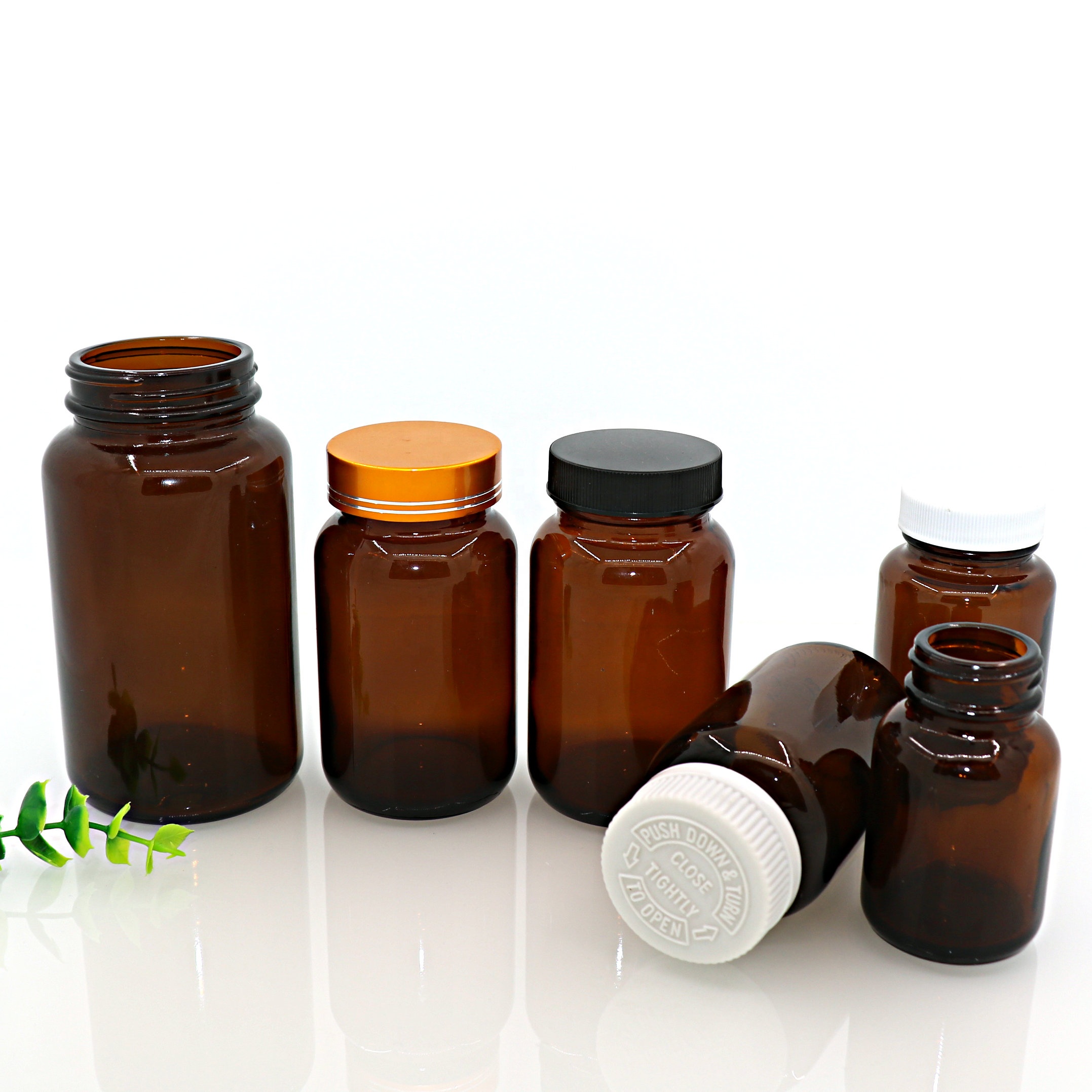 60ml,75ml,100ml,120ml,150ml empty wide mouth glass amber pill bottle for pharmaceutical tablet