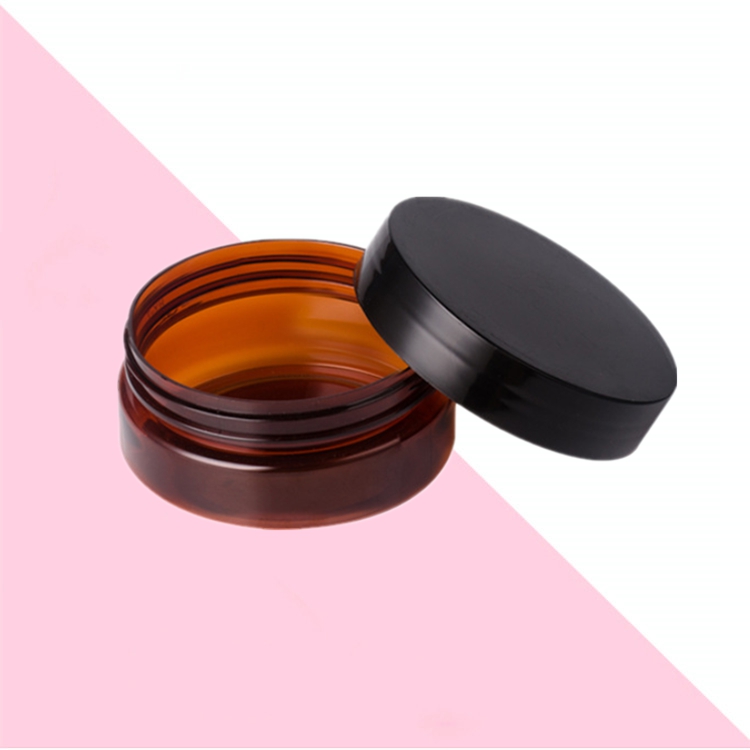 60ml 80ml 100ml 150ml 200ml Skin care packaging Amber PET brown Cosmetic cream jar plastic With Screw Top Lid